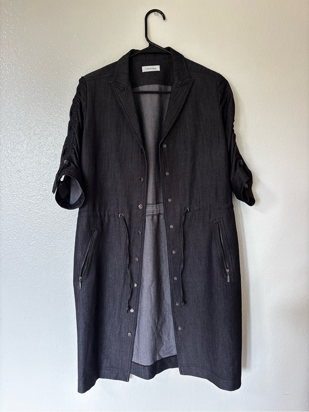 Calvin Klein women’s  Black Long Sleeve Drawstring Coat